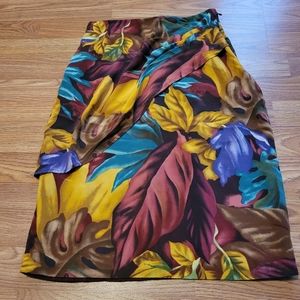 Linda Allard For Ellen Tracy Floral Silk Skirt, 8